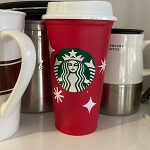 Starbucks Reusable Red Cup with Lid 2022 Holiday Christmas